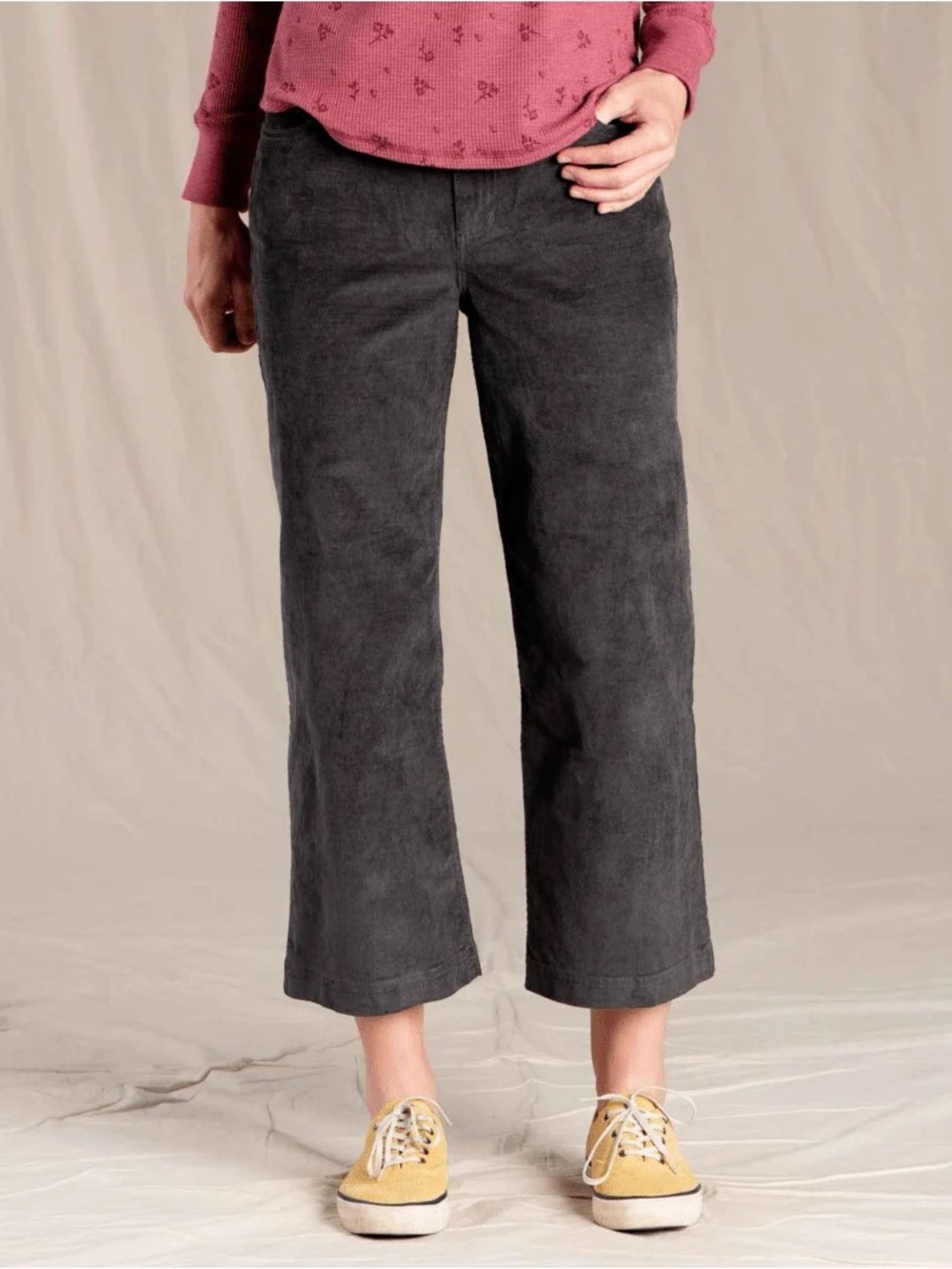 Toad&Co Karuna Cord Wide Leg Pant in Soot Charcoal Gray Size 12